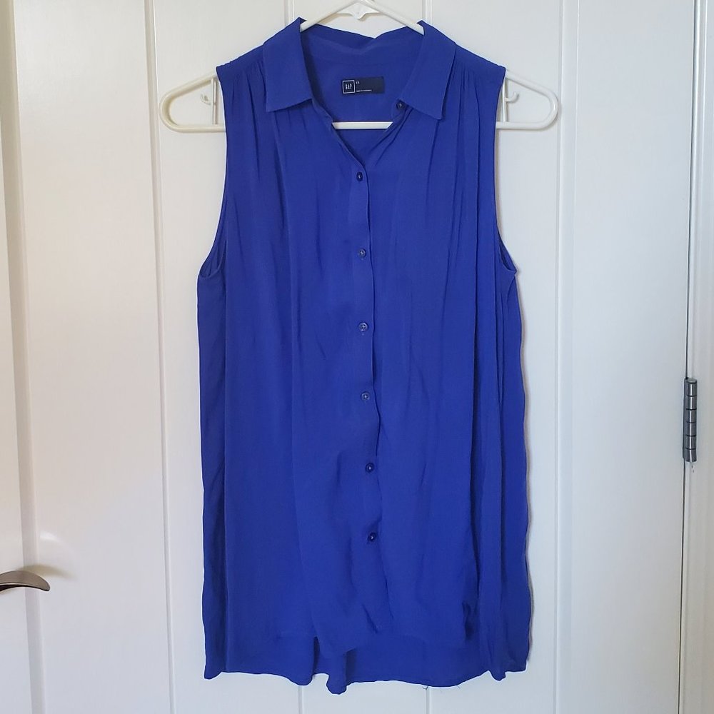 Gap Sleeveless Button Down Blouse Blue Size XS